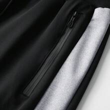 Men's Casual Sports Tracksuit, Zip-Up Hoodie And Sweatpants Set, Fashionable, Suitable For Spring And Autumn, Fall Clothes - Black - View 7