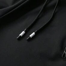 Men's Casual Sports Tracksuit, Zip-Up Hoodie And Sweatpants Set, Fashionable, Suitable For Spring And Autumn, Fall Clothes - Black - View 10