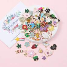 50pcs/100pcs Mixed Gold Plated Enamel Pendants Colorful Alloy Charms For DIY Necklace Bracelet Earring Jewelry Making Supplies No Box