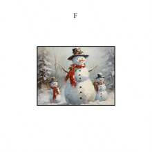 1 pièce Peinture murale décorative moderne, affiche de paysage de Noël d'hiver, décor de ferme, cerf, pomme de pin, bonhomme de neige, paysage naturel, peinture sur canevas HD sans cadre pour décoration murale de salon