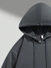 1 件男友风格男士休闲套头连帽运动衫，适合跑步和运动，灰色