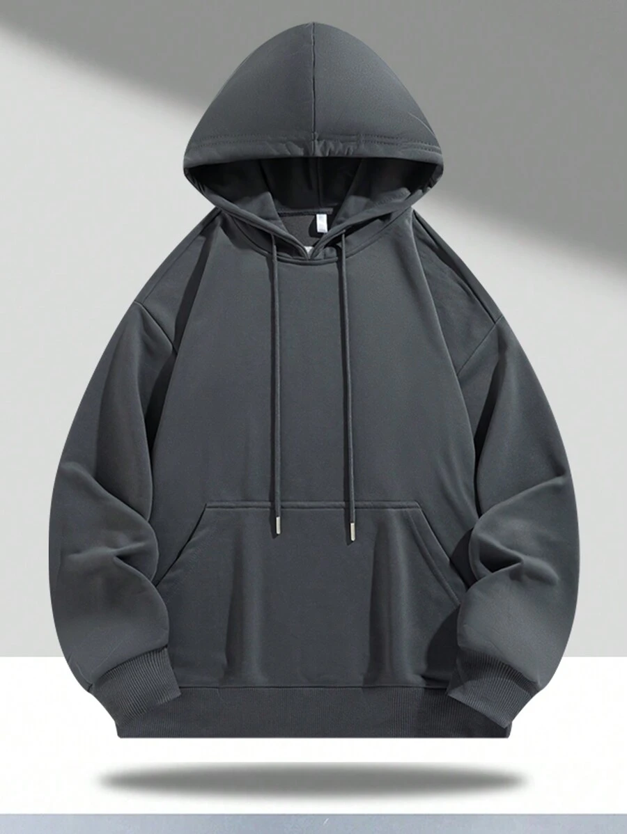 1 件男友风格男士休闲套头连帽运动衫，适合跑步和运动，灰色