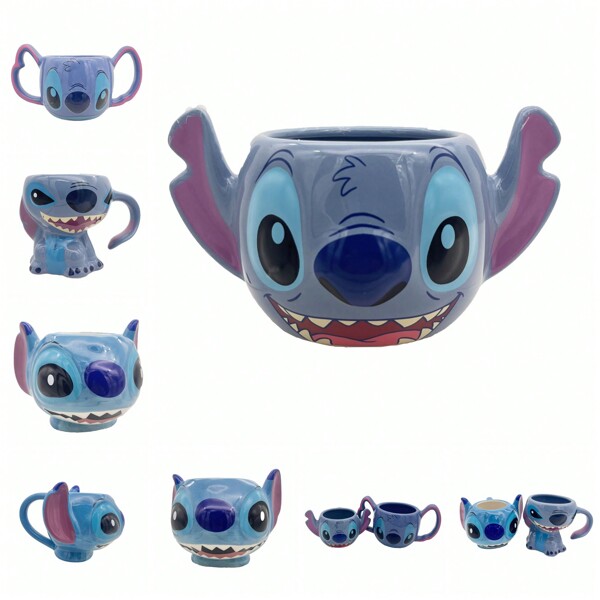 Sanrio Taza cerámica con personaje de dibujos animados 3D interesante, taza para beber creativa y extravagante de monstruo, de vuelta a la escuela
