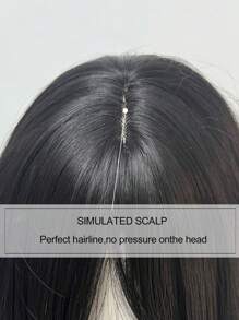 女士带刘海黑色假发 长波浪发假发 黑色假发 卷发 波浪形合成假发 适合女孩日常聚会使用 - 黑色 - 查看 7