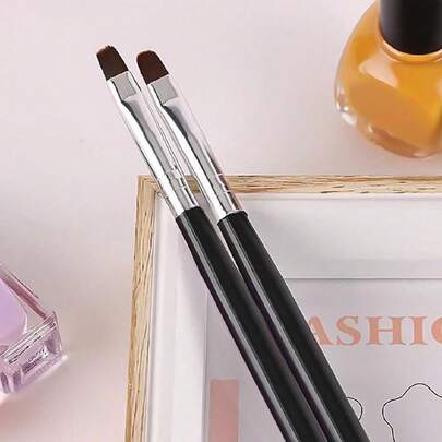 2pcs Black Flat Tip Nail UV Gel Pen