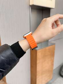 1条液态硅胶磁吸运动表带，兼容 42mm、38mm、40mm、41mm、44mm、45mm、46mm、49mm，时尚智能手表替换表带，适用于Ultra2、Ultra SE2、SE 11、10、9、8、7、6、5、4、3、2、1系列，男女通用，可作为学生返校礼物 - 橘色 - 查看 3