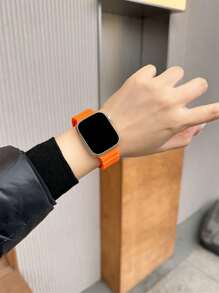 1条液态硅胶磁吸运动表带，兼容 42mm、38mm、40mm、41mm、44mm、45mm、46mm、49mm，时尚智能手表替换表带，适用于Ultra2、Ultra SE2、SE 11、10、9、8、7、6、5、4、3、2、1系列，男女通用，可作为学生返校礼物 - 橘色 - 查看 2