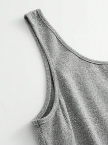 Maternity Solid Color Crew Neck Sleeveless Casual Comfortable Jumpsuit - Grey - View 5