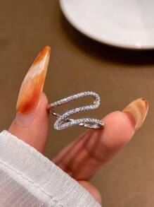 1 pieza Anillo único de mujer de geometría de circonita en plata de ley 925 - Joyería fina simple y elegante, regalo