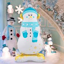 2pcs Christmas Snowman Aluminum Foil Balloons With Large Base, Blue And Pink Scarf Adorable Snowman Shaped Balloons, Suitable For Christmas Themed, Winter Christmas Snowman Decor, Birthday Party, Baby Shower, 2025 New Year Party, Home Decoration, Holiday Party Supplies,Christmas - Multicolor - View 8