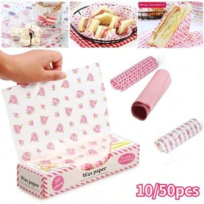 10/50 Pcs Premium Waterproof Wax Paper Sheets Ideal For Food Picnics Greaseproof Wrappers For Bread Sandwiches Burgers Fries Non Stick Oilpaper Baking Tools Perfect For Wedding Party Kitchen Bakeware