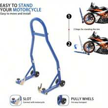 2PCS Paddock Stand 46 X 10 X 58CM Motorcycle Rear Heavy Duty Rear Motor Bike Workshop Pit Motorcycle Paddock Stand Back Wheel Lift Chock For Lifting The Bike - Blue - View 8