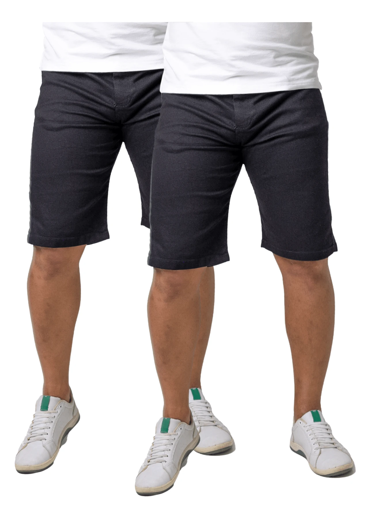 KIT 2 Men's Plain Black Jeans Bermuda Shorts With Elasticity - 查看 1