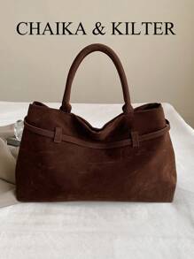 1 pieza Bolso tipo tote para mujer, bolso casual de gran capacidad con cierre magnético, decoración con cinturón, diseño de doble asa, apto para viajes, compras, citas, regalos - adecuado para adolescentes, estudiantes universitarios y damas de oficina, bolso de moda