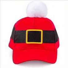 Adjustable Christmas Red Baseball Cap With Pom Pom - Perfect For Holiday Outdoor Activities, Sun Protection And Party Decoration - Red - View 2