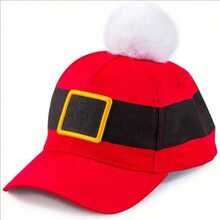Adjustable Christmas Red Baseball Cap With Pom Pom - Perfect For Holiday Outdoor Activities, Sun Protection And Party Decoration - Red - View 1
