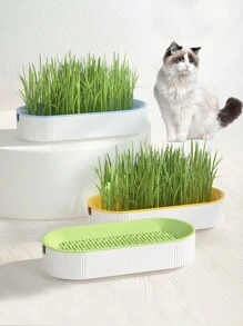 1pc Hydroponic Cat Grass Planting Pot, Color Block Hydroponic Cat Grass Box (Not Including Seeds)
