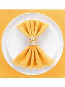 12pcs Country Style Linen Dinner Napkins, Christmas Wedding Party Table - Multicolor - View 13