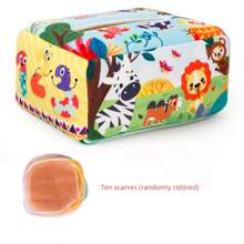 儿童拉纸巾盒玩具，婴儿布纸巾盒，学习认知画纸巾和围巾盒，准妈妈，儿童玩具盒，婴儿扶手椅 - 彩色 - 查看 10