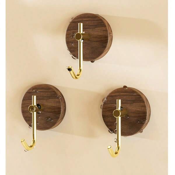 1 pezzo Gancio in legno di faggio/legno di picche di qualità, stile nordico in legno massiccio, senza fori, con forte adesivo, gancio per porta di cucina, bagno, soggiorno, accessori per mobili