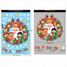 圣诞装饰 1 件圣诞雪花、圣诞老人、驯鹿、雪人花环静电贴窗贴，圣诞快乐 - 彩色 - 查看 3