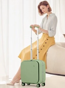 18 Inch Front Opening Carry On Luggage With Luggage Cover And Laptop Compartment Aluminum Frame Trolley Case With Mute Spinner Wheels And TSA Password Lock Travel Essential Cabin Suitcase For Men And Women For Business, Holiday, School, Avocado Green Travel Suitcase Suitcases Suit Case Travel Luggage Carry On Bags & Luggage Bag For School School Accessories School Stuff - Avocado Green - View 2