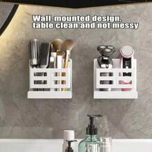 1件装洗脸架梳子收纳管浴室牙刷收纳架卫生间洗面奶盒壁挂式免打孔收纳架家居浴室装饰秋季装饰返校 - 彩色 - 查看 14