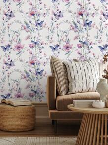 1卷复古加厚七彩花朵蝴蝶绽放紫红色花朵紫色蝴蝶绿色植物枝条适用于家庭装饰厨柜桌椅房间背景家庭装修DIY防水防污易清洁自粘式即撕即贴墙纸墙贴壁纸墙贴装修贴纸撕墙板墙纸壁纸春季装饰用品刷新你的家拉玛装饰贴纸礼物生日毕业 - 彩色 - 查看 16