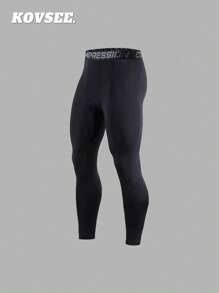 KOVSEE 2 stuks basketbal compressie strakke broek, hoge stretch sport 7/8 legging, ademende fitness broek met tailleband, zwart en wit met letter