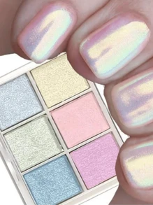 6 Colors Holographic Laser Aurora Mirror Nail Glitter, Nail Art Decorations DIY Nail Jewelry Nail Supplies - Multicolor - View 2