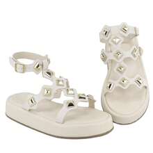 Women's FlatForm Ankle Strap Sandal With Pyramid Detail Summer