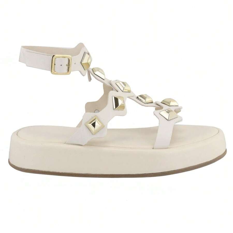 Women's FlatForm Ankle Strap Sandal With Pyramid Detail Summer