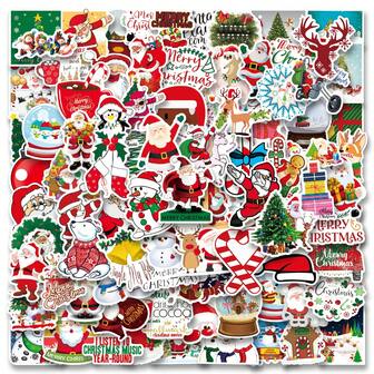 100 piezas Pegatinas navideñas de vinilo para estética, scrapbooking, diario, laptop, parachoques, monopatín, botella de agua, computadora, teléfono, dibujos animados, casco duro, pegatinas y calcomanías para automóvil