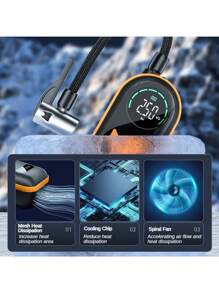 SUITU Portable Car Air Compressor, Cordless Handheld Pump With Digital Pressure Gauge And Auto Fill-Stop Function, Multi-Functional Car Inflator, Electric Air Pump, Multiple Inflator Accessories For Car Tires, Bicycles, Motorcycles And Balloons, Orange Christmas Gift - Orange Color - View 7