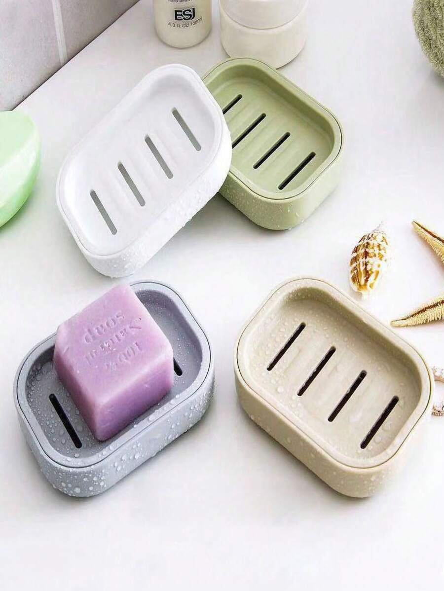 1pc,Japanese Minimalist Style Soap Box, Simple Double-Compartment Design Soap Box, Independent Packaging Without Odor Mixing, Soap Box With High-Efficiency Drainage Hole, Quick Drainage To Prevent Water Accumulation, Portable And Small Soap Box For Travel - Multicolor - View 1