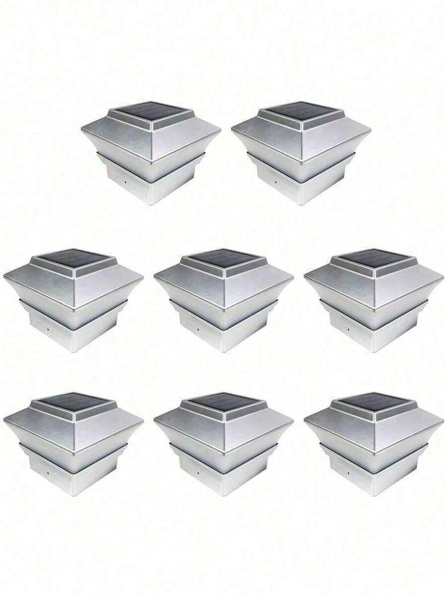 8 Black / Brown / Silver / White 4 X 4 Solar Post Deck Cap Fence Light