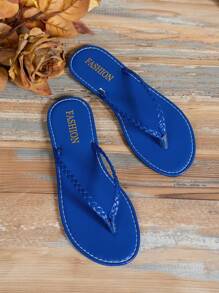 Sandalias planas tejidas de moda, chanclas para mujer