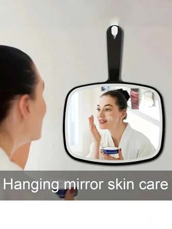 1pc, Extra Large Handheld Multi-Function Makeup Mirror. Professional Salon-Grade Hair Comb Mirror With Handle, Can Be Hung - Portable, No Batteries Required, Polished Finish, Suitable For Styling And Makeup Best Gifts Birthday Graduation Home Decor Back To School Room Decor School Supplies