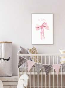 1 pieza Póster de arte estilo lazo con nombre personalizado, pintura en lienzo con letra, póster nórdico, decoración de pared para habitación de niños, accesorio, imagen colgante regalo de Navidad, Día de San Valentín, decoración Día de San Valentín, sin marco