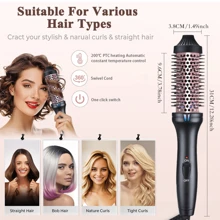 2-In-1 Heated Hair Curler & Straightener For Women, Professional Hair Styling Design, Temperature Control, 360° Rotation, Easy One-Click Operation, Damage-Free Hair Transformation - UK Plug(220-240V) - View 2