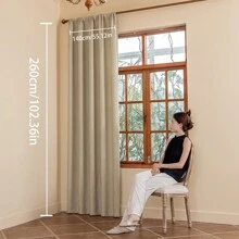 1 件简约流星图案亚麻遮光窗帘，适用于阳台、卧室 - 駝色 - 查看 15