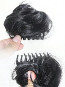 Messy Claw Clip Bun, Softball Hair Piece, Synthetic Wig For Parties And Dances, Suitable For All Women To Add Volume, Single Clip-In Synthetic Wig, Suitable For Halloween Parties And Music Festivals. - Natural Black - View 11