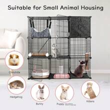 BriSunshine Katzenkäfig für drinnen, 3-stufige DIY Katzengehege mit Großem Hängemattenbett, Metall-Draht Katzenhaus Zwinger mit Katzenklo, Katzenbett, Kratzern, Schüssel und Treppen für 1-2 Katzen