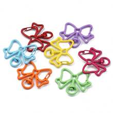 5 pièces Crochet à pression de forme de cœur, pomme, fleur, nœud papillon de couleurs mélangées, porte-clés, fabrication de bijoux DIY, accessoires de sac