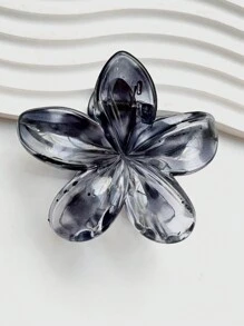 1 件优雅豹纹透明花朵和发爪，适合马尾辫、发髻发型、复古、别致魅力、海滩、旅行、日常穿着万圣节 - 彩色 - 查看 1