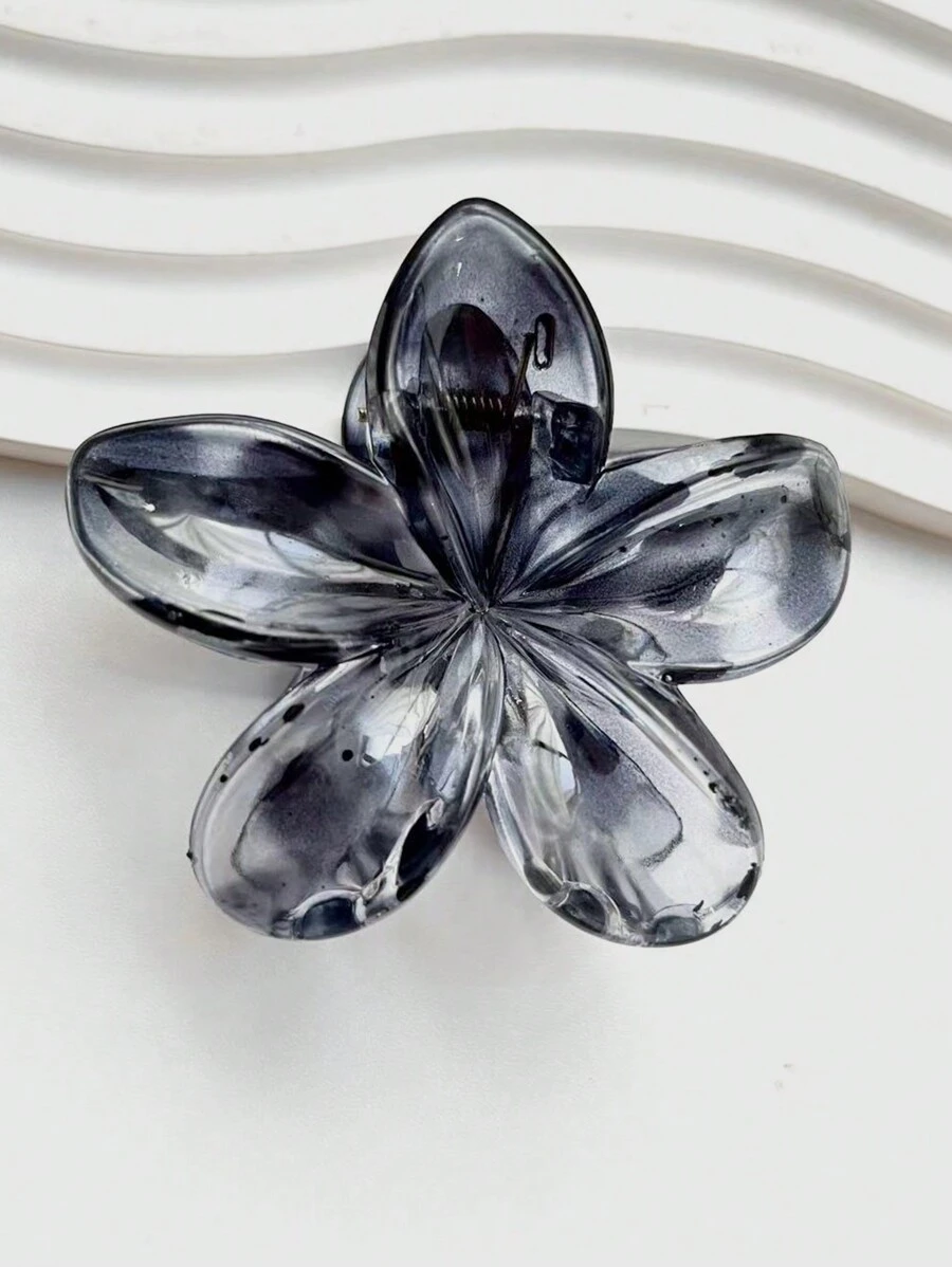 1 件优雅豹纹透明花朵和发爪，适合马尾辫、发髻发型、复古、别致魅力、海滩、旅行、日常穿着万圣节 - 彩色 - 查看 1