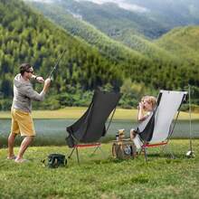 Ultra Lightweight Foldable Camping Chair With High Back & Built-In Pillow - Portable Folding Chair With Side Pocket & Carry Bag, Aircraft-Grade Aluminum Alloy Structure, Compact & Durable For Outdoor Backpacking, Picnics, And Travel - 灰色 - 查看 1