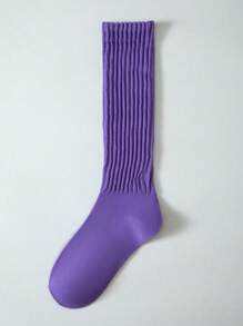 1 par de calcetines de unicolor hasta la rodilla para mujeres, calcetines largos y delgados, calcetines tipo universitario hasta el muslo, adecuados para todas las estaciones, simples y generosos, perfectos para uso diario.
