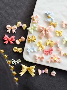 硅胶迷你蝴蝶结皇冠翻糖模具 巧克力模具 工艺品 DIY烘焙工具 情人节派对 家居装饰 家居礼品 - 米色 - 查看 7