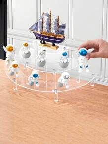 3-Tier Semicircle Acrylic Display Shelf For Storing And Showcasing Makeup Collections